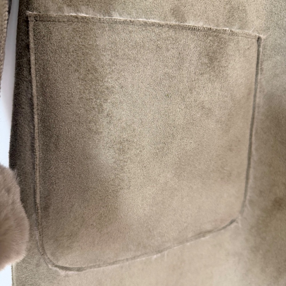 Rachel Zoe Womens Taupe Faux Suede & Fur Trim Coat Jacket Small NWT Soft Luxury - Picture 4 of 10